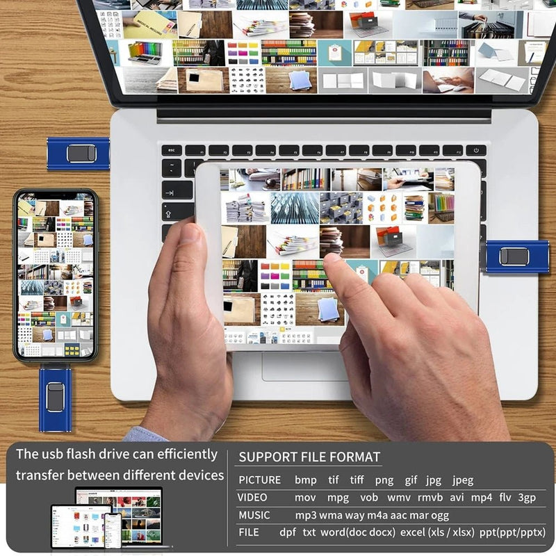 2TB For iPhone 8 Plus 11 12 ipad Pen drive stick Dual purpose mobile OTG Micro USB Flash Drive 512GB 128GB 256GB 1T PENDRIVE 3.0 - Lacatang Shop