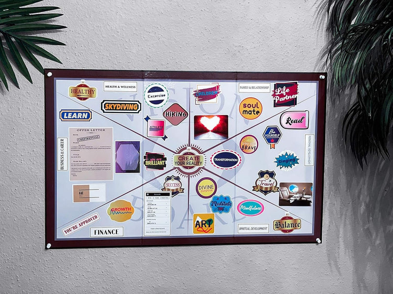 3 in 1 Vision Board: Decorative, Foldable, Dry Erase Vision Board Kit with 200+ Motivational Stickers. 27” X 17” Board to Manifest Your Goals Using Law of Attraction (Zion) - Lacatang Shop