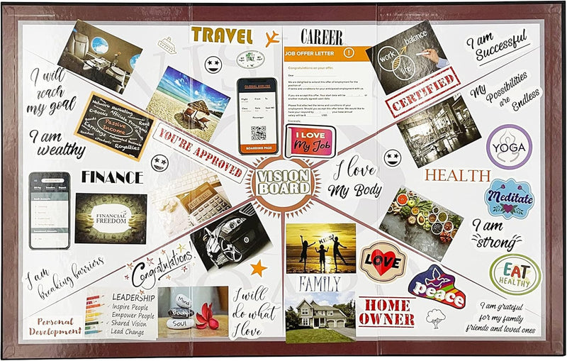 3 in 1 Vision Board: Decorative, Foldable, Dry Erase Vision Board Kit with 200+ Motivational Stickers. 27” X 17” Board to Manifest Your Goals Using Law of Attraction (Zion) - Lacatang Shop