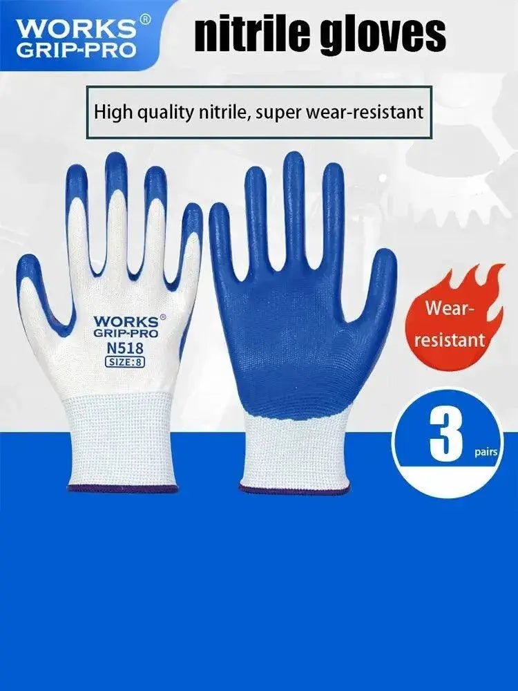 3 Pairs of Non-slip Wear-resistant Breathable Nitrile Gloves