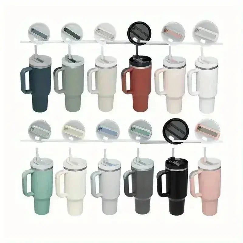 30 Oz Stainless Steel Insulated Water Bottle,Thermal Coffee Car Cup, Cold Hot Mugs Vacuum Flask with Handle Straw,For Sport - Lacatang Shop