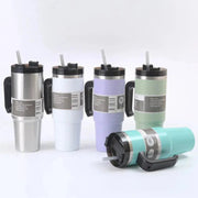 30/oz Stainless Steel Vacuum Insulated Tumbler with Lid Thermal Coffee Car Cup Travel Mug Medium capacitywith Handle Straw Mug - Lacatang Shop