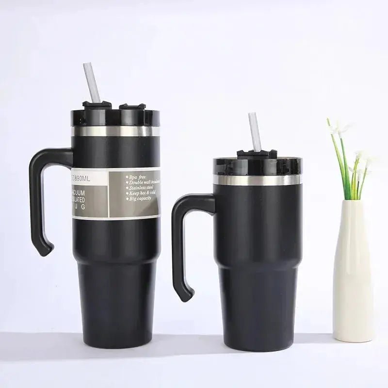 30/oz Stainless Steel Vacuum Insulated Tumbler with Lid Thermal Coffee Car Cup Travel Mug Medium capacitywith Handle Straw Mug - Lacatang Shop
