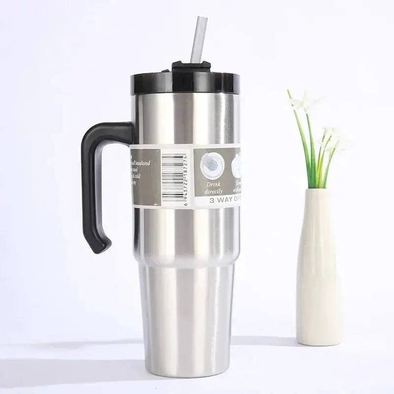 30/oz Stainless Steel Vacuum Insulated Tumbler with Lid Thermal Coffee Car Cup Travel Mug Medium capacitywith Handle Straw Mug - Lacatang Shop