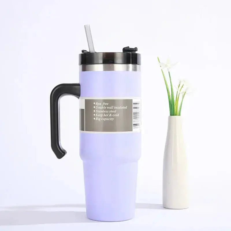 30/oz Stainless Steel Vacuum Insulated Tumbler with Lid Thermal Coffee Car Cup Travel Mug Medium capacitywith Handle Straw Mug - Lacatang Shop