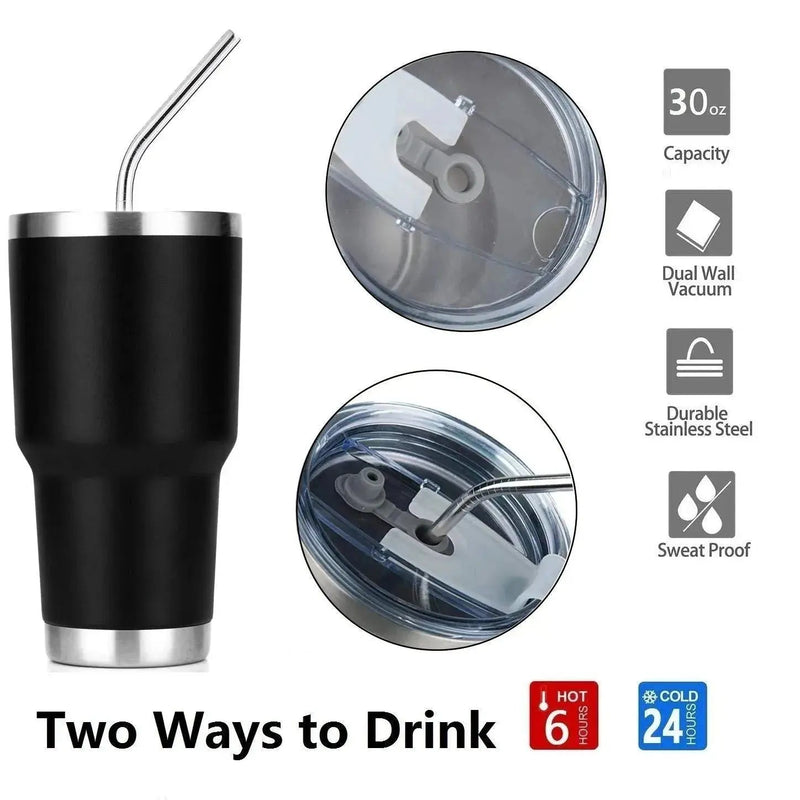 30oz Tumbler With Lids and Straws, Stainless Steel Vacuum Insulated Coffee Tumblers, Insulated Travel Mug Water Cup - Lacatang Shop