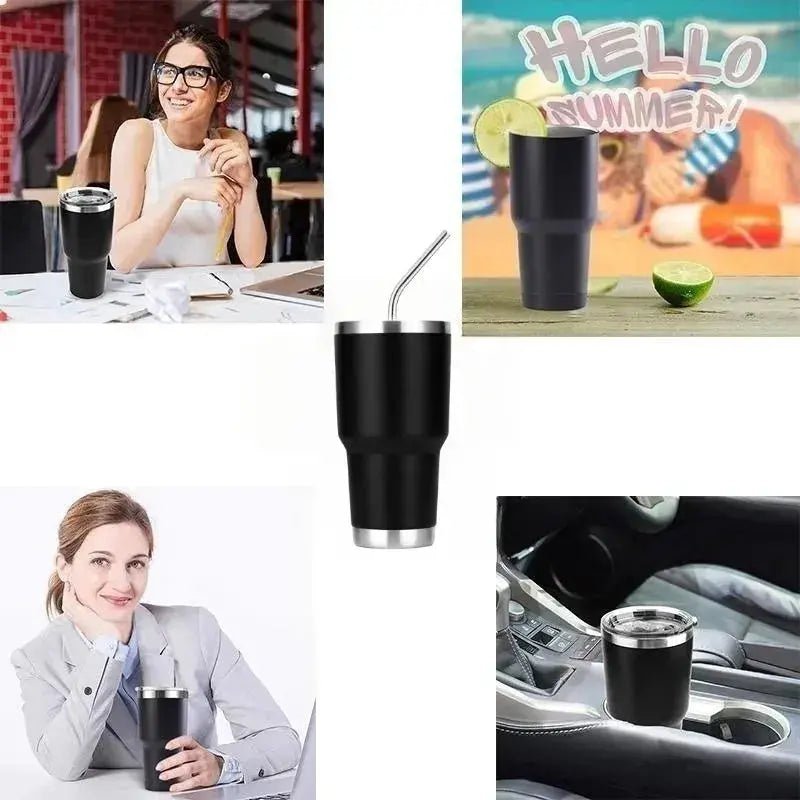 30oz Tumbler With Lids and Straws, Stainless Steel Vacuum Insulated Coffee Tumblers, Insulated Travel Mug Water Cup - Lacatang Shop