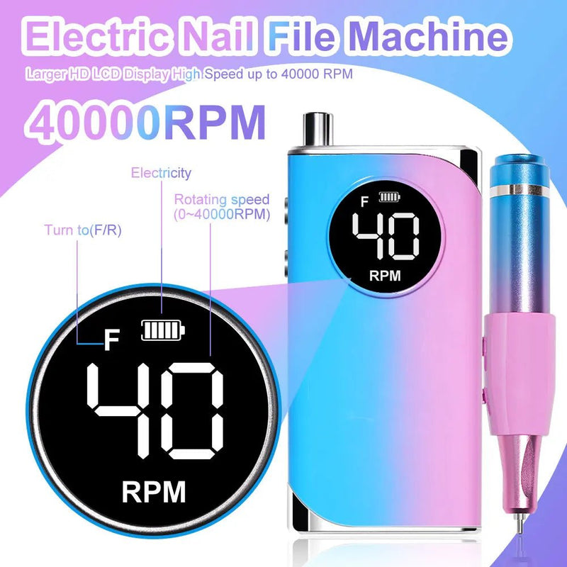 35000RPM Electric Nail Drill Nail Polish Machine Metal Grinding Head Profession Sander Nail Glue Polishing Machine Nail Salon - Lacatang Shop