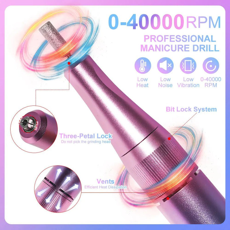 35000RPM Electric Nail Drill Nail Polish Machine Metal Grinding Head Profession Sander Nail Glue Polishing Machine Nail Salon - Lacatang Shop