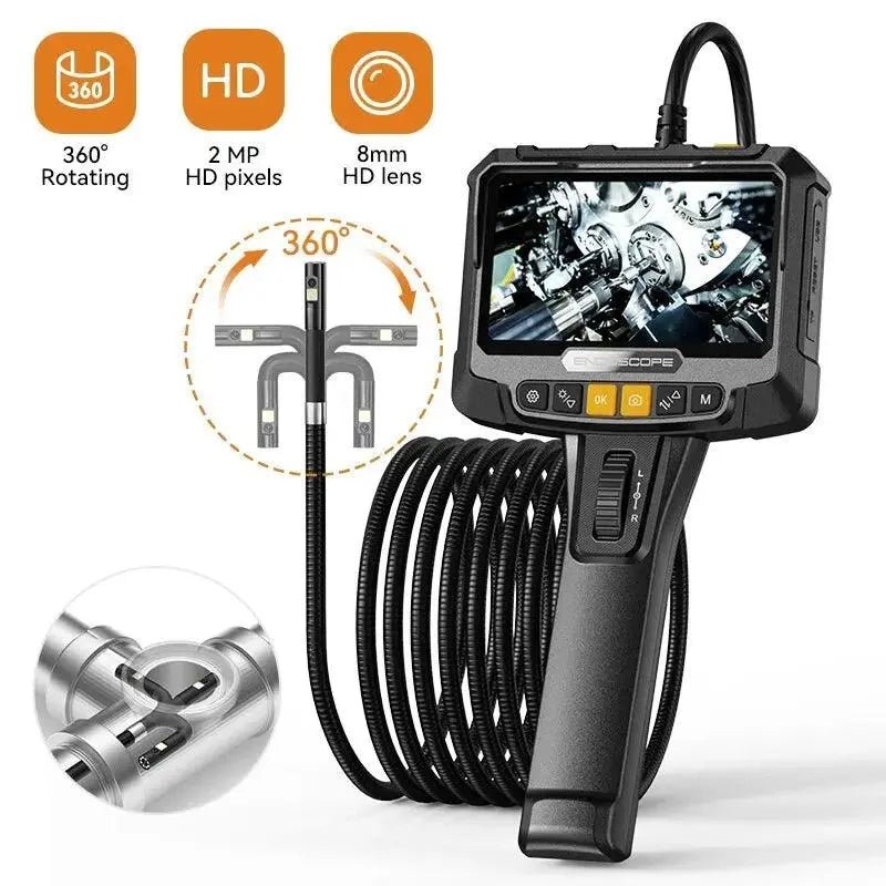 360° Steering Industrial Endoscope Camera with 8mm Lens and 5" IPS Screen