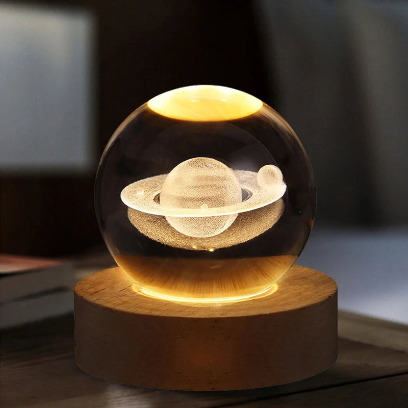 3D Crystal Ball Night Light with Wooden Base - Lacatang Shop