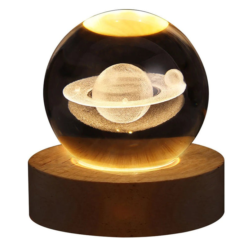 3D Crystal Ball Night Light with Wooden Base - Lacatang Shop