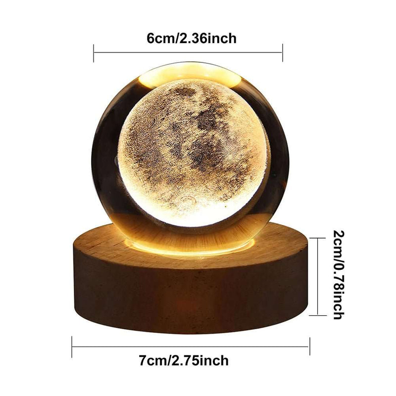 3D Crystal Ball Night Light with Wooden Base - Lacatang Shop