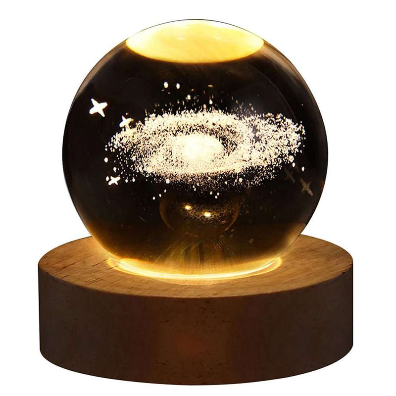 3D Crystal Ball Night Light with Wooden Base - Lacatang Shop