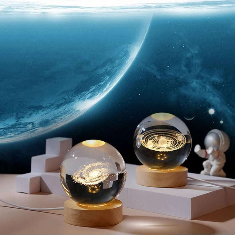 3D Crystal Ball Night Light with Wooden Base - Lacatang Shop