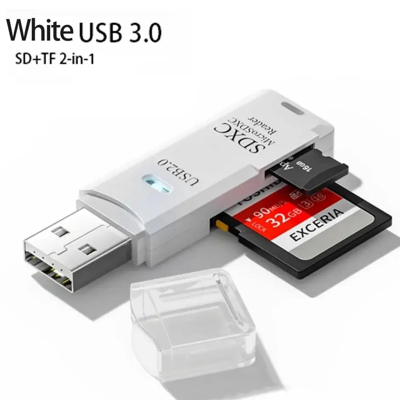 Multi Functional 2 In 1 High-speed USB 3.0/2.0 Card Reader Supports TF+SD Computer Tablet Camera Laptop Car Mounted