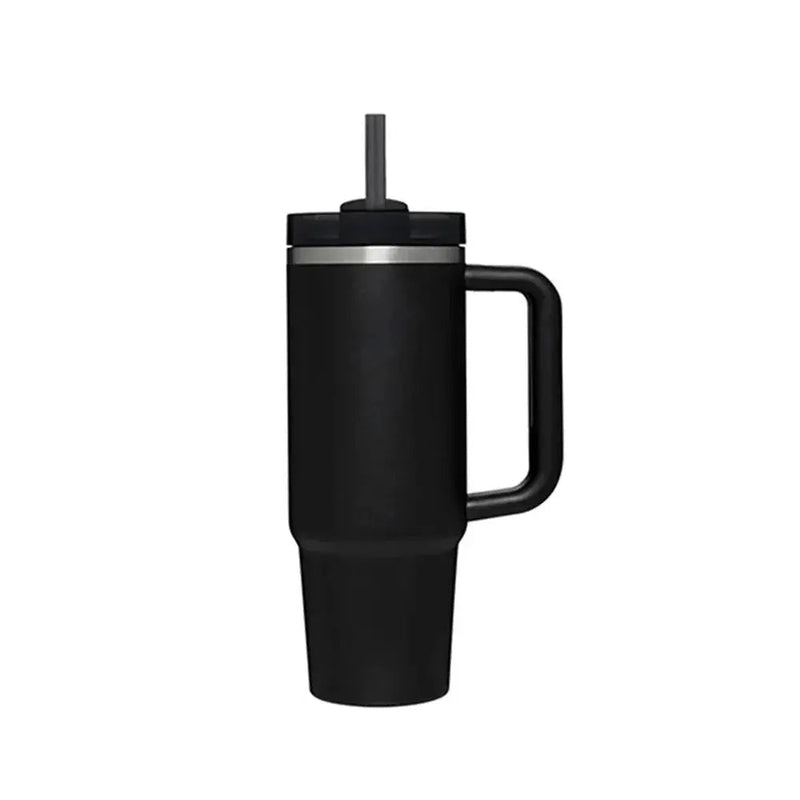 40 oz Iced Tumbler with Handle Straw Lid Stainless Steel Vacuum Insulated Coffee Mug Portable Thermal Travel Cup for Sport Car - Lacatang Shop