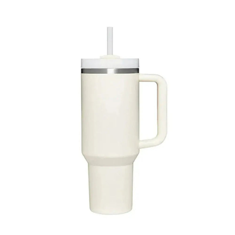 40 oz Iced Tumbler with Handle Straw Lid Stainless Steel Vacuum Insulated Coffee Mug Portable Thermal Travel Cup for Sport Car - Lacatang Shop