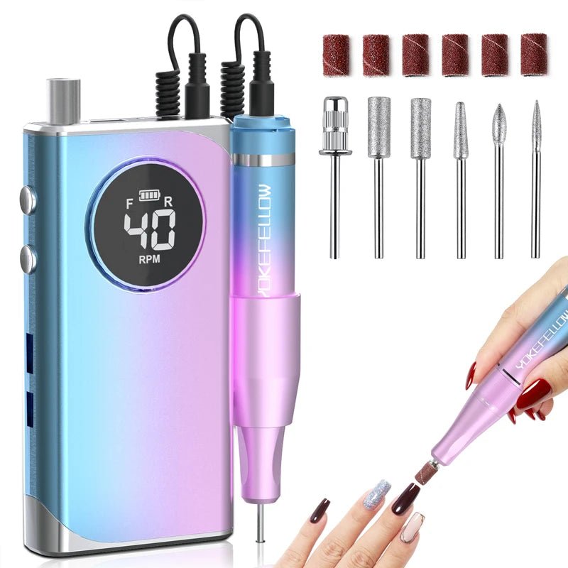 40000RPM ELECTRIC NAIL DRILL MANICURE MACHINE FOR CUTTING UV POLISH GEL 2023NEW RECHARGEABLE PORTABLE ELECTRIC NAIL FILE TOOLS - Lacatang Shop