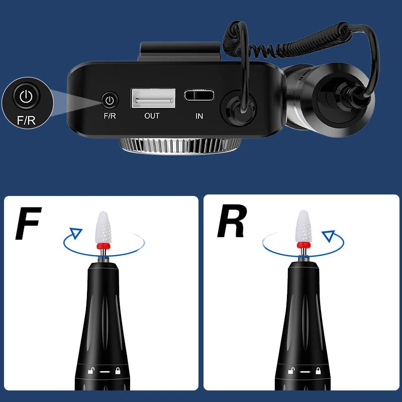 40000RPM ELECTRIC NAIL DRILL MANICURE MACHINE FOR CUTTING UV POLISH GEL 2023NEW RECHARGEABLE PORTABLE ELECTRIC NAIL FILE TOOLS - Lacatang Shop