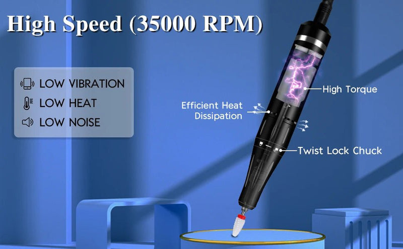 40000RPM ELECTRIC NAIL DRILL MANICURE MACHINE FOR CUTTING UV POLISH GEL 2023NEW RECHARGEABLE PORTABLE ELECTRIC NAIL FILE TOOLS - Lacatang Shop