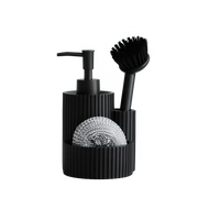 3-in-1 Kitchen Soap Dispenser with Detergent Replacement Bottle, Sink Dish Washing Brush, and Sponge Holder – Includes Sponge and Brush