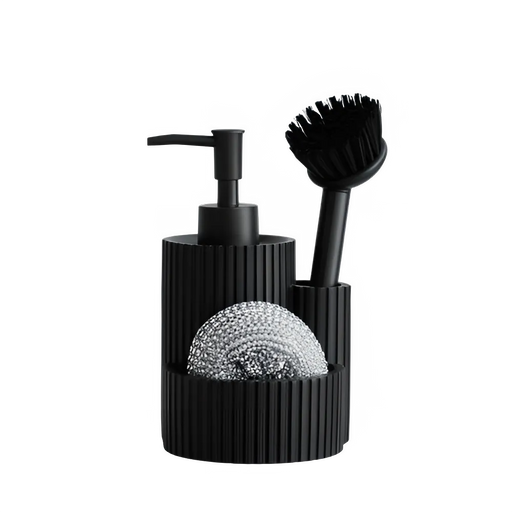 3-in-1 Kitchen Soap Dispenser with Detergent Replacement Bottle, Sink Dish Washing Brush, and Sponge Holder – Includes Sponge and Brush
