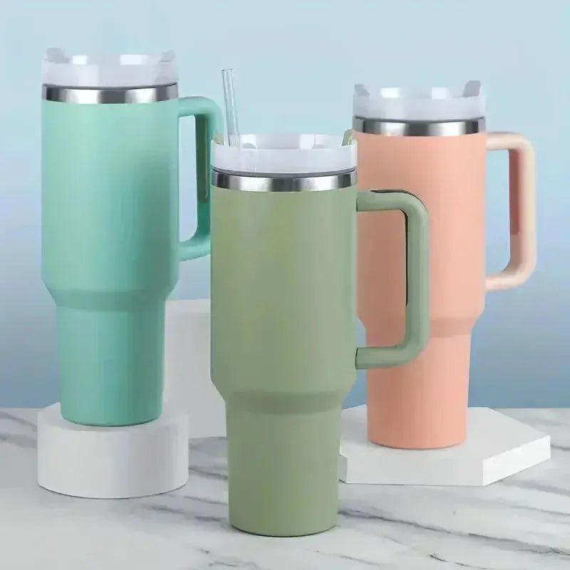 40oz 1200ML High Quality Insulated Tumbler with Handle Straw Double Wall Thermal Iced Travel Cup Coffee Cup Perfect Gift - Lacatang Shop