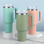 40oz 304 Stainless Steel Insulated Car Cup Cold Hot Water Bottle Thermal Coffee Mugs Vacuum Flask With Handle Straw For Sport - Lacatang Shop