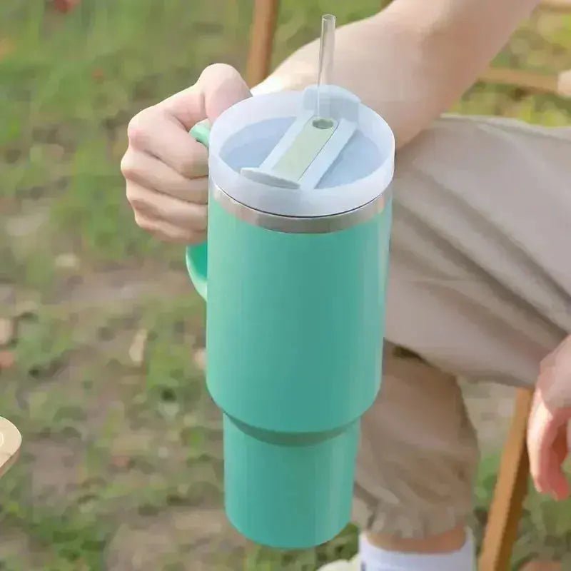 40oz 304 Stainless Steel Insulated Car Cup Cold Hot Water Bottle Thermal Coffee Mugs Vacuum Flask With Handle Straw For Sport - Lacatang Shop