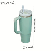 40oz 304 Stainless Steel Insulated Car Cup Cold Hot Water Bottle Thermal Coffee Mugs Vacuum Flask With Handle Straw For Sport - Lacatang Shop