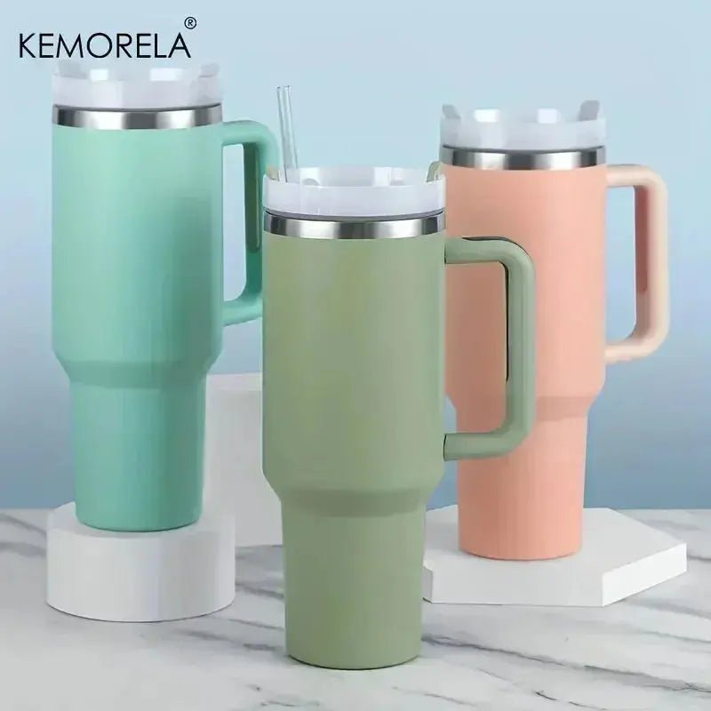 40oz 304 Stainless Steel Insulated Car Cup Cold Hot Water Bottle Thermal Coffee Mugs Vacuum Flask With Handle Straw For Sport - Lacatang Shop