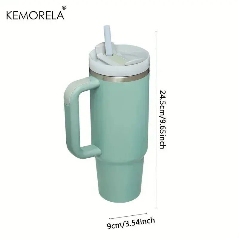 40oz 304 Straw For Sport Stainless Steel Insulated Water Bottle Thermal Coffee Car Cup Cold Hot Mugs Vacuum Flask With Handle - Lacatang Shop