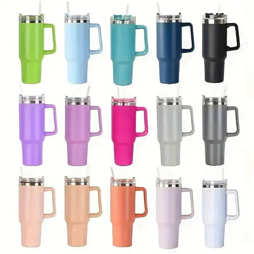 40oz Stainless Steel Insulated Water Bottle With Handle Drinking Cups Keeps Cold Tumbler With Lid Straw Mug for Summer Outdoor - Lacatang Shop
