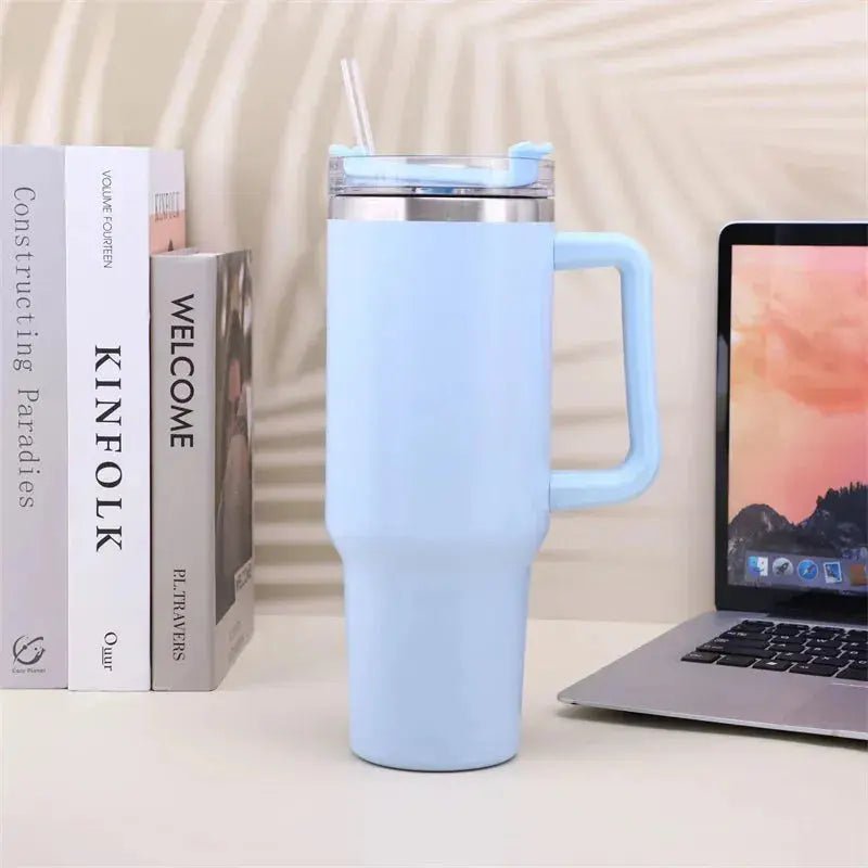 40oz Stainless Steel Insulated Water Bottle With Handle Drinking Cups Keeps Cold Tumbler With Lid Straw Mug for Summer Outdoor - Lacatang Shop