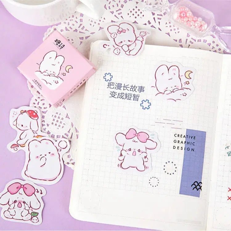 45 Pcs Cute Rabbit Kawaii Stickers for Daily Decoration and Scrapbooking in Korean Diary - Lacatang Shop