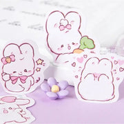 45 - Piece Cute Rabbit Kawaii Sticker Set for Planners and Scrapbooking - Adorable Daily Decorations - Lacatang Shop