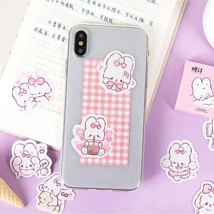 45 - Piece Cute Rabbit Kawaii Sticker Set for Planners and Scrapbooking - Adorable Daily Decorations - Lacatang Shop