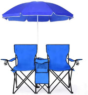 Portable Folding Picnic Double Chair W/Umbrella Table Cooler Beach Camping Chair for Patio Pool Park Outdoor Portable Folding Picnic Double Chair W/Umbrella Table Cooler Beach   AliExpress Lacatang Shop 