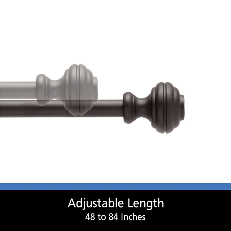 48 - 84 In. Cedric Petite Café Adjustable Curtain Rod, Black - Lacatang Shop