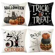 4Pcs Halloween Pumpkin Pillow Covers - 18X18 Inches Trick or Treat Farmhouse Decor