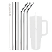 7 Pack Stainless Steel Straw Replacement for 40 oz Stanley Adventure Travel Tumbler, Reusable Straws with Cleaning Brush Included