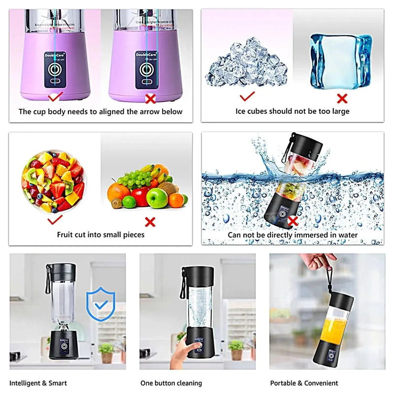 Portable Blender Cup,Electric USB Juicer Blender,Mini Blender Portable Blender for Shakes and Smoothies, Juice,380Ml, Six Blades Great for Mixing, Portable  Cup,Electric USB Juicer ,Mini  Portable   AliExpress Lacatang Shop 