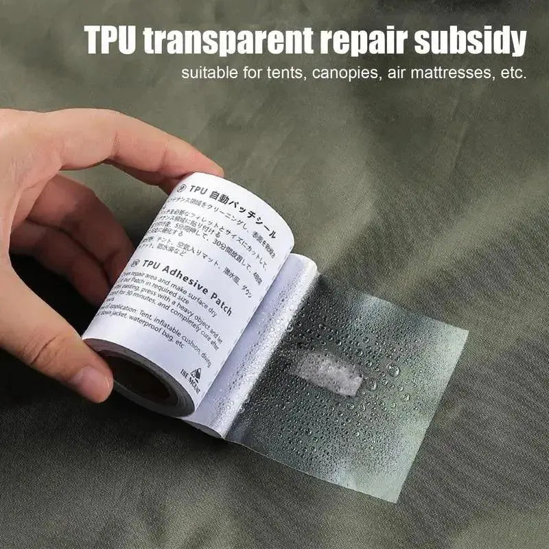 Waterproof Clear Tent Repair Tape Kit for Outdoor Gear - Ideal for Camping, Air Mattress, Tarp, Boat Covers, and Sail Repair