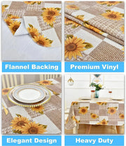 Indoor Outdoor Patio Premium Vinyl Rectangular Tablecloth, Flannel Backing, Spill Proof Wipeable Cover for Dining Table, Sunflowers Pattern, for Tables up to 60 X 84 Inch 

Spill-Proof Sunflowers Tablecloth for 60 x 84 Inch Tables - Ideal for Indoor/Outdoor Dining  AliExpress Lacatang Shop 