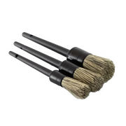 3-Piece Natural Boar Hair Car Detailing Brush Set - Soft Bristle Car Cleaning Brush Kits for Auto Tire and Wheel Wash - Exterior Accessories