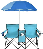Portable Folding Picnic Double Chair W/Umbrella Table Cooler Beach Camping Chair for Patio Pool Park Outdoor Portable Folding Picnic Double Chair W/Umbrella Table Cooler Beach   AliExpress Lacatang Shop 