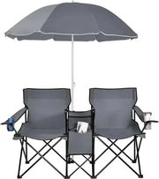 Portable Folding Picnic Double Chair W/Umbrella Table Cooler Beach Camping Chair for Patio Pool Park Outdoor Portable Folding Picnic Double Chair W/Umbrella Table Cooler Beach   AliExpress Lacatang Shop 