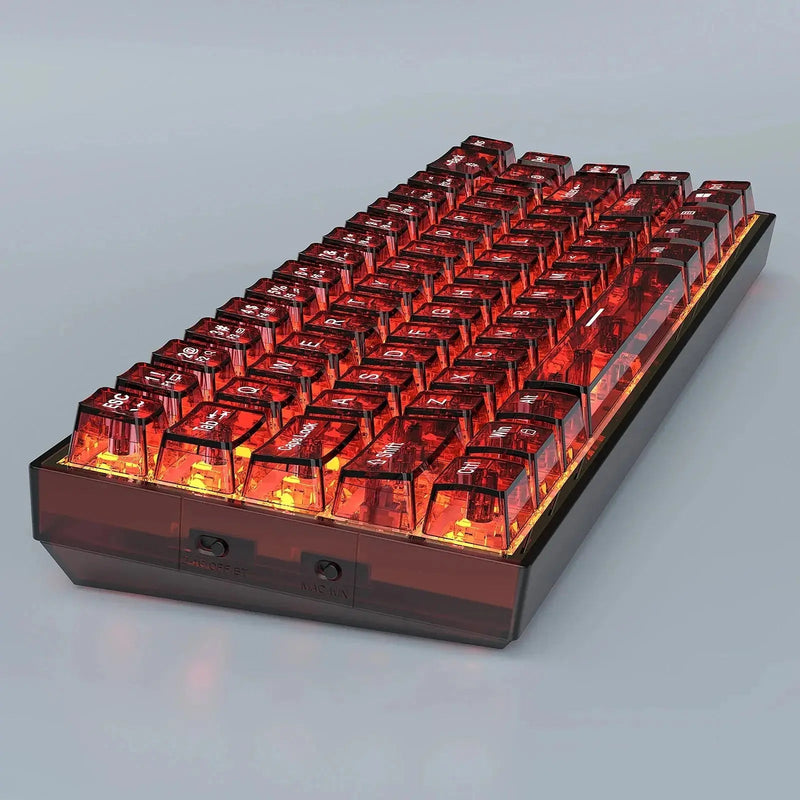 68 Keys Hot Swappable Transparent Gaming Keyboard RGB Backlit Outemu Gateron Cherry Axis Red Switch Wireless Mechanical Keyboard - Lacatang Shop