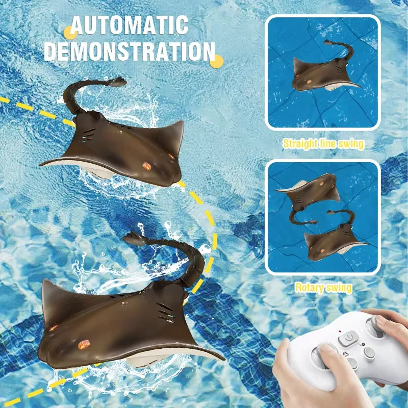 2.4G Remote Control Dolphin Shark Manta Ray Electric Toy Simulation Fish Remote Control Animal Boat Outdoor Water Toy Kid Gift
